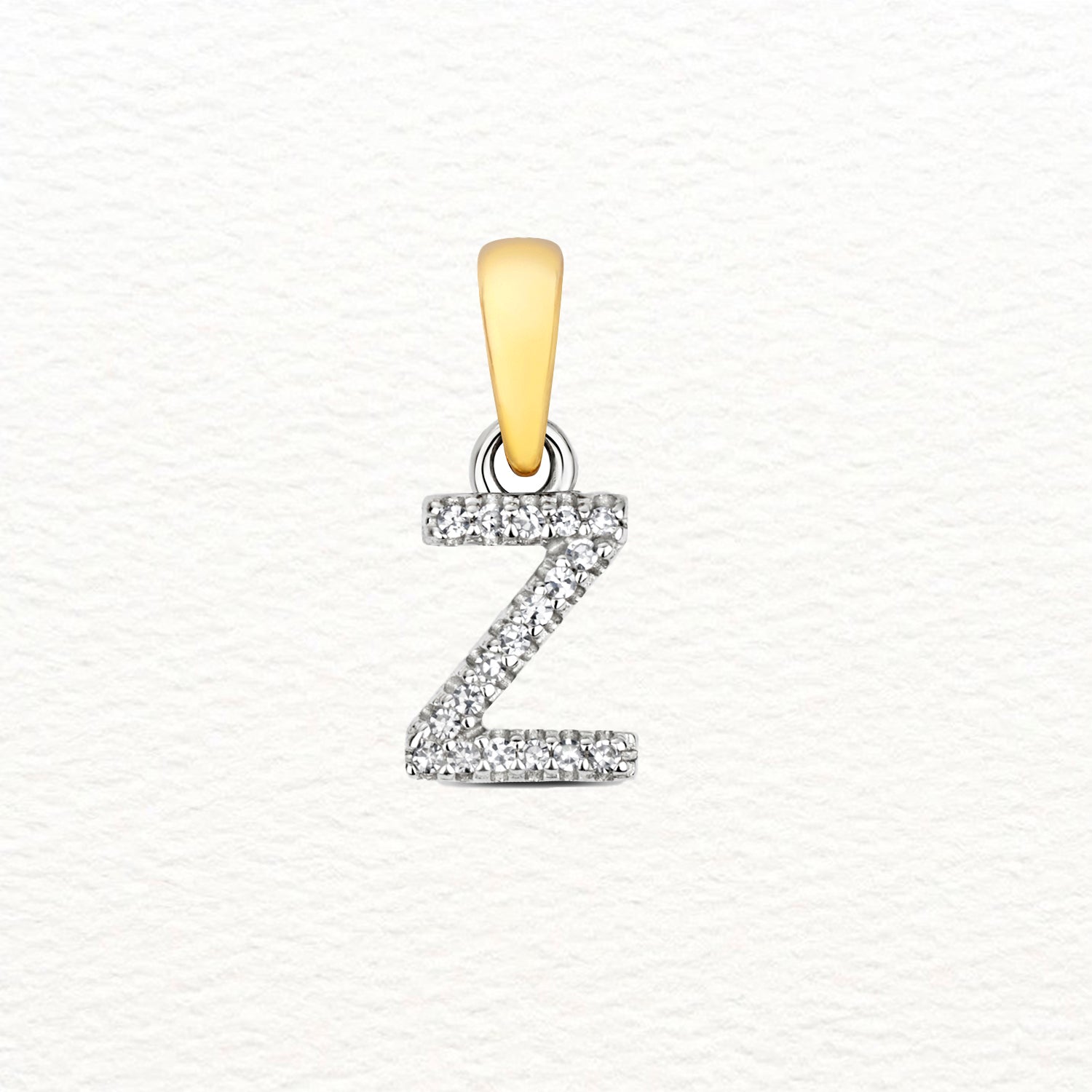 18K Gold and Diamond Small Initial Pendant
