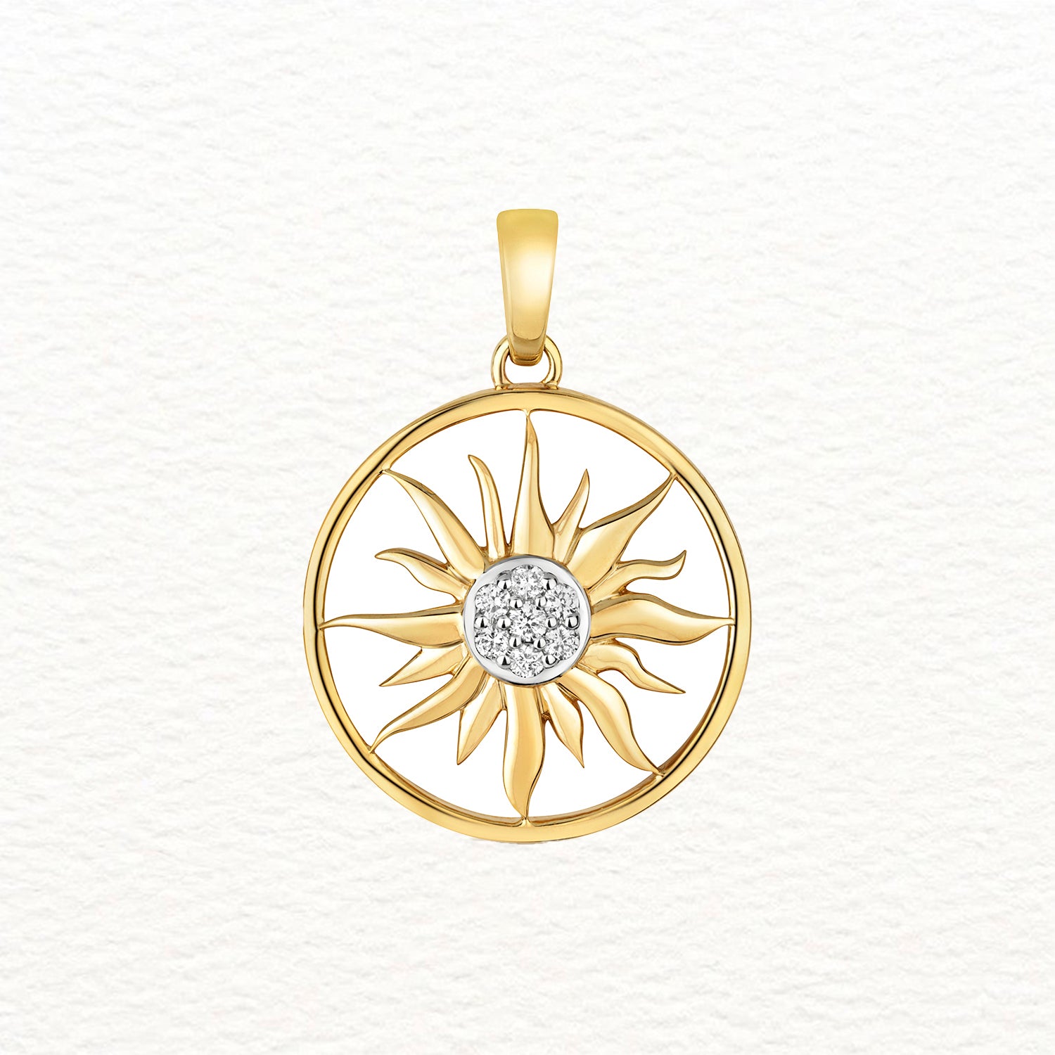 18K Gold and Diamond Sun Pendant