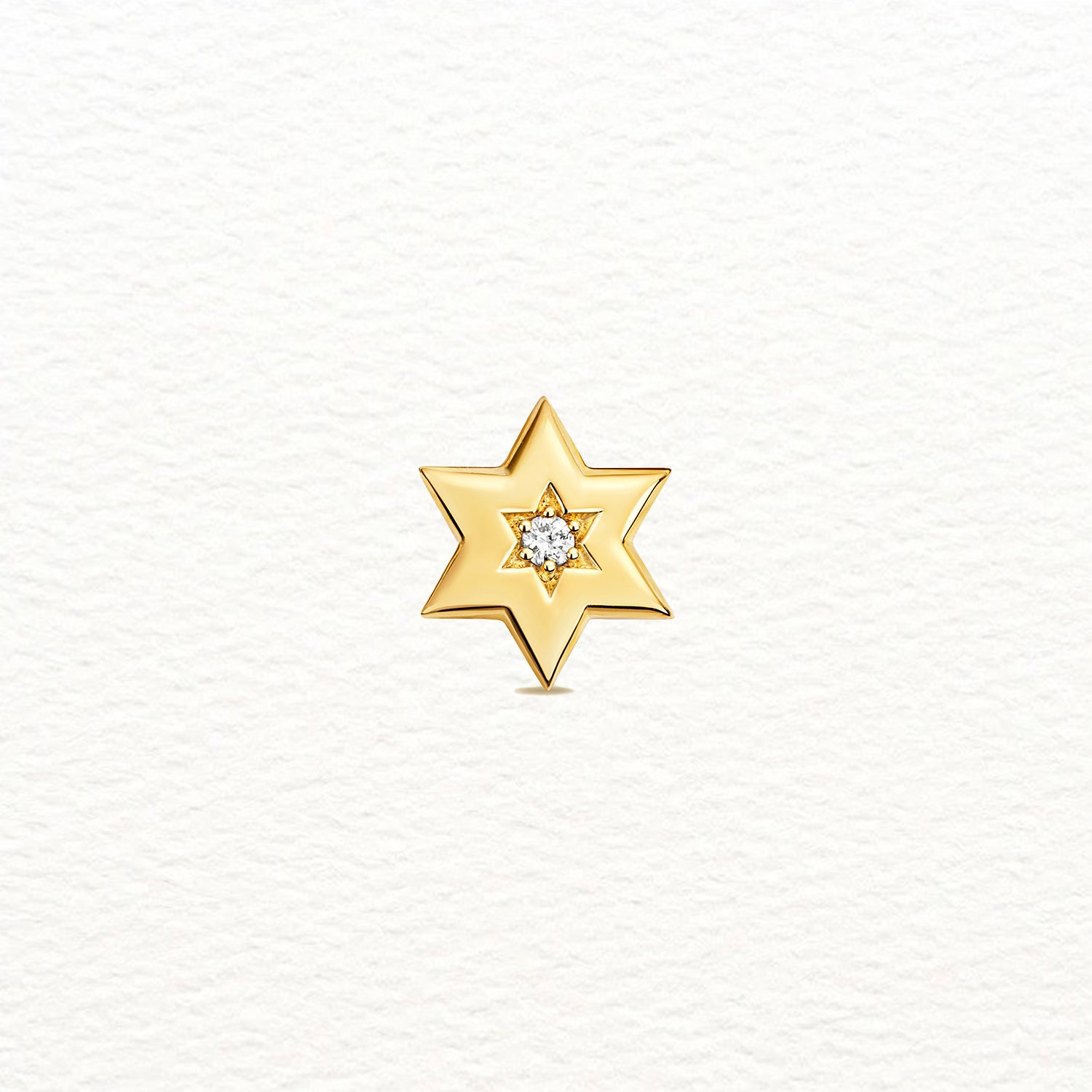 18K Gold and Diamond Solid Star of David Pendant