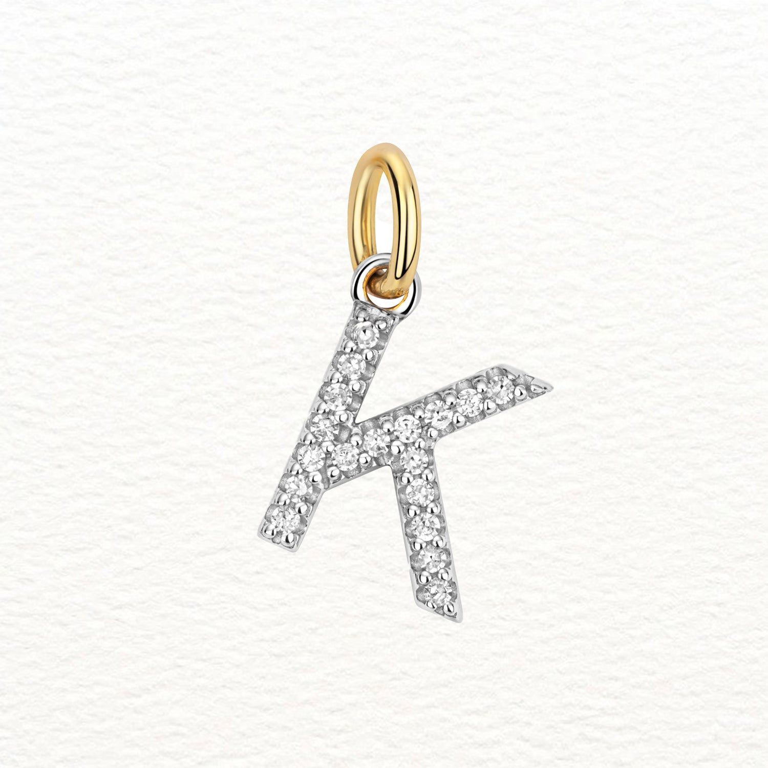 18K Gold and Diamond Large Initial Pendant