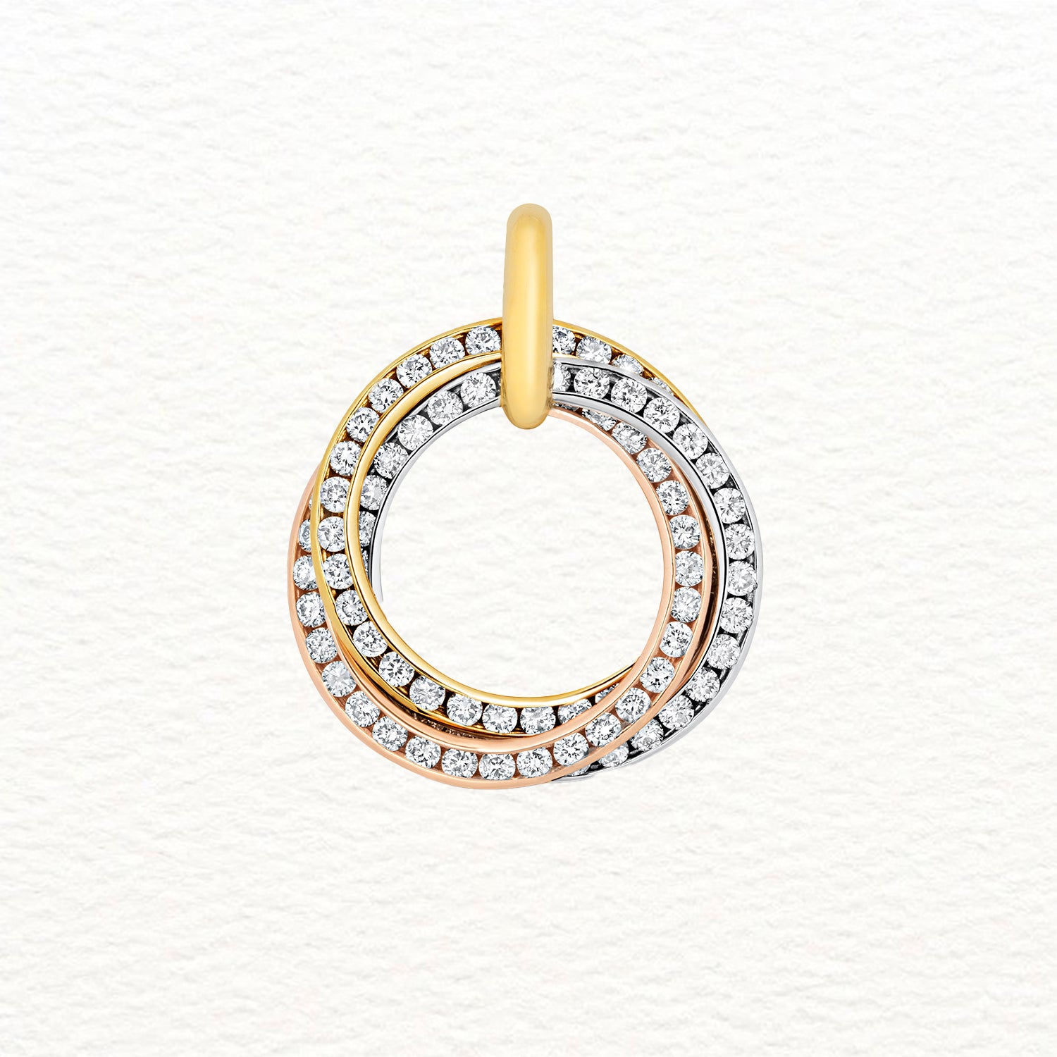 18K Gold and Diamond Overlapping Circles Pendant