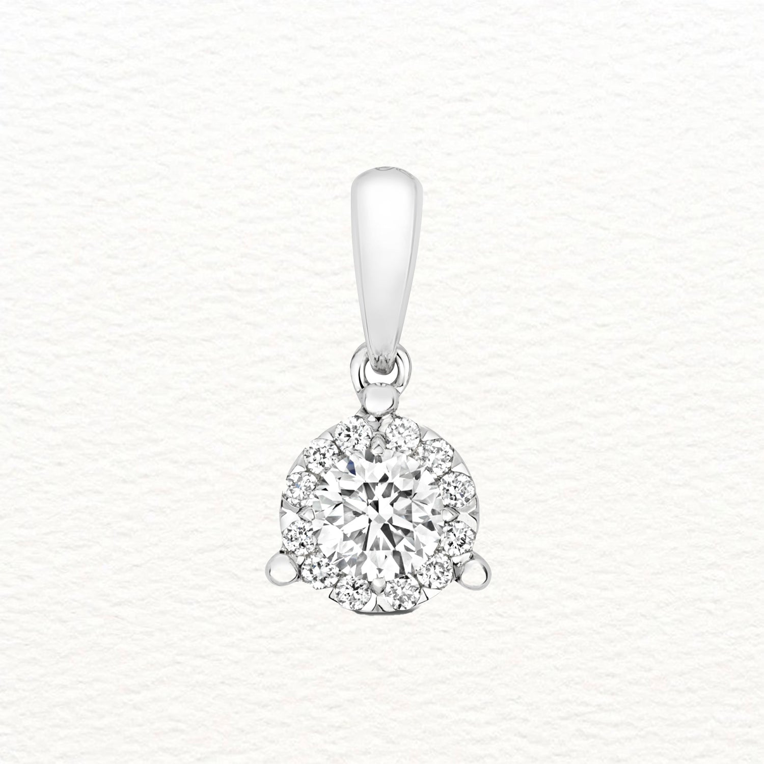 18K Gold and Diamond 3-Claw Halo Pendant
